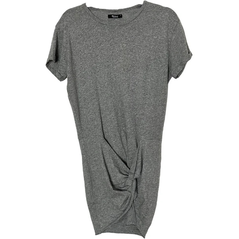 Michael Lauren‎ T-Shirt Dress Front Knot in Gray Small
